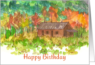 Happy Birthday Autumn Desert House Landscape card