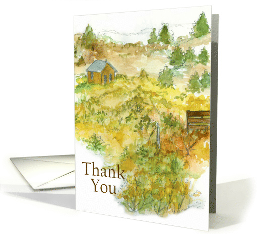 Thank You Autumn Cabin Mountain Landscape Blank card (1174818)