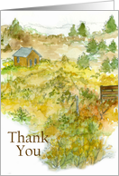 Thank You Autumn Cabin Mountain Landscape Blank card