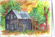 Thank You Country Home Landscape Watercolor Painting card