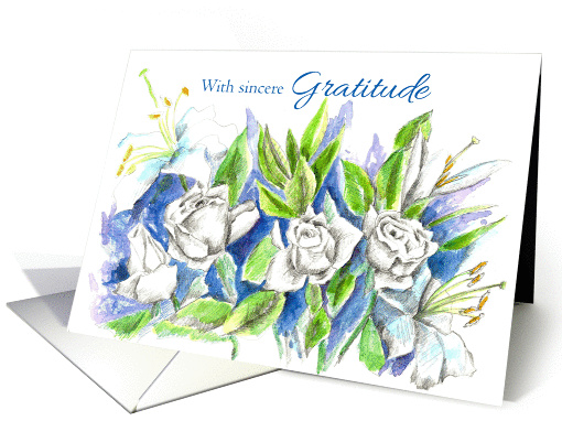 Thank You With Sincere Gratitude Rose Watercolor Painting card