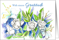 Thank You With Sincere Gratitude Rose Watercolor Painting card