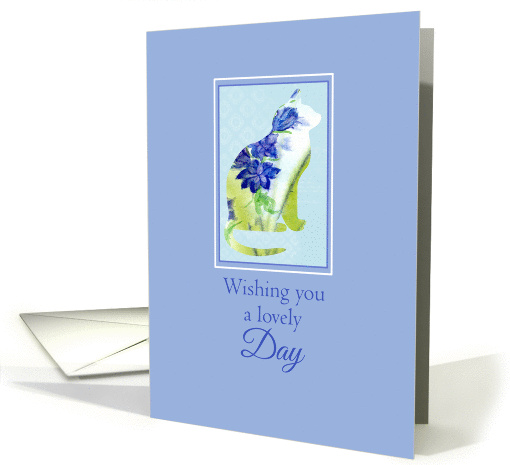 Wishing you a lovely day Flower Cat Watercolor Art card (1175558)