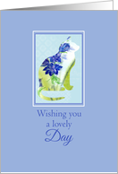 Wishing you a lovely day Flower Cat Watercolor Art card