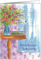 With Sincere Sympathy Flower Bouquet Watercolor Art card