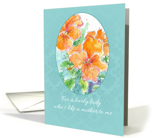 Happy Mother in Law Day Like A Mother to Me Orange Pansy card