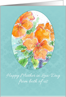Happy Mother in Law Day From Both of Us Orange Pansy card