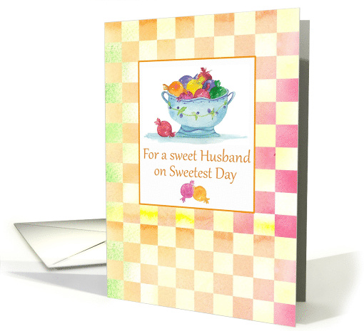 For a sweet Husband on Sweetest Day Candy Pastel Check Gingham card