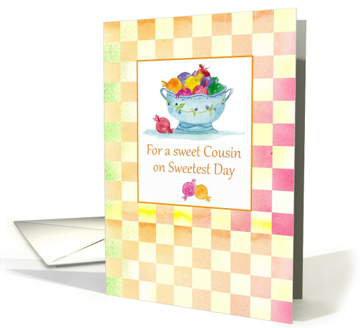 For a sweet Cousin on Sweetest Day Candy Checks Gingham card (1179368)