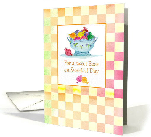 For a sweet Boss on Sweetest Day Candy Checks Gingham card (1179372)