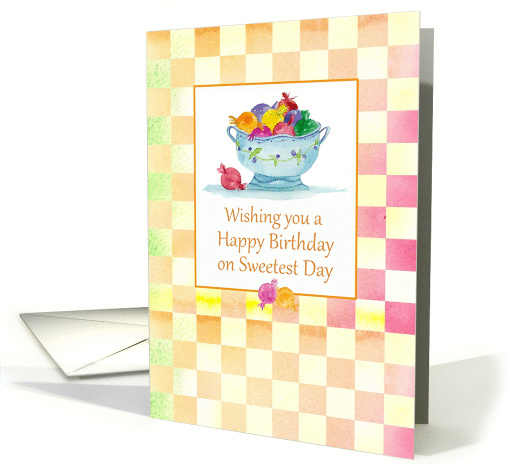 Happy Birthday on Sweetest Day Candy Checks Gingham card (1179378)