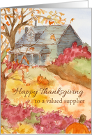 Happy Thanksgiving Valued Supplier Autumn Landscape Watercolor card