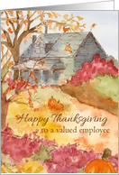 Happy Thanksgiving Valued Employee Autumn Landscape Watercolor card