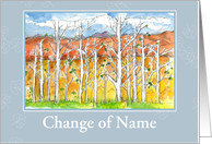 Change of Name Mountains Trees Custom Name card