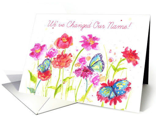 Change of Name Announcement Pink Wildflowers card (1184742)