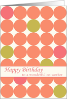 Happy Birthday Co-Worker Orange Dot Geometric Pattern card