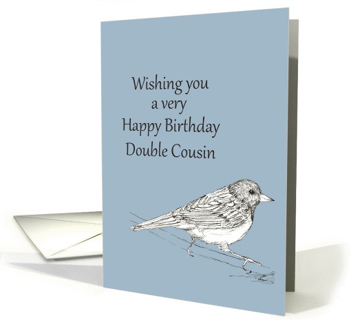 Happy Birthday Double Cousin Bird Pen and Ink Drawing card (1187706)