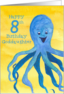 Happy 8th Birthday Goddaughter Blue Octopus Sea Creature card
