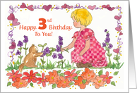 Happy 3rd Birthday To You Little Girl Pet Kitten card