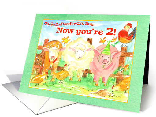 Happy 2nd Birthday Son Barnyard Animals Rooster card (1188150)
