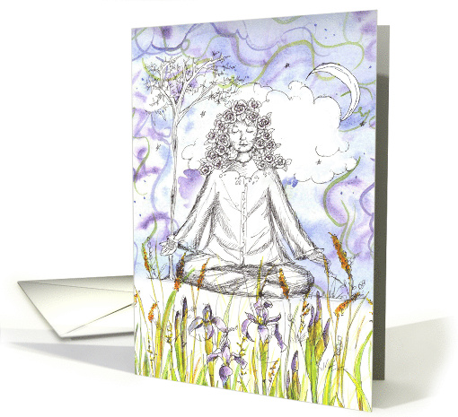 Happy Birthday Yoga Meditation Iris Flowers card (1188398)