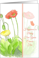 Congratulations Five Years Cancer Free Poppy Flowers card