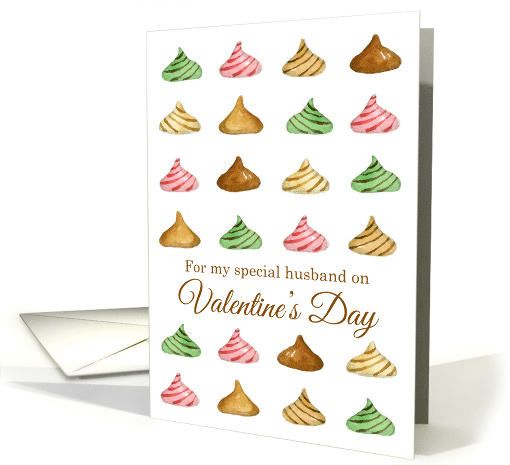 Happy Valentine's Day Husband Candy Watercolor Illustration card