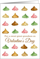 Happy Valentine’s Day Great Grandson Candy Watercolor Illustration card