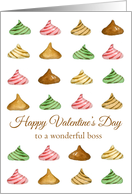 Happy Valentine’s Day Boss Chocolate Candy Watercolor Illustration card