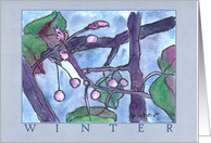 Winter Season Blank Note Card Watercolor Leaf Branches card