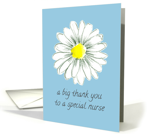 Thank You Nurse Shasta Daisy Flower Blue card (1196146)