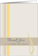 Thank You Nail Technician Yellow Stripes card
