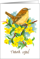 Thank You Carolina Wren Jessamine Flowers Blank card