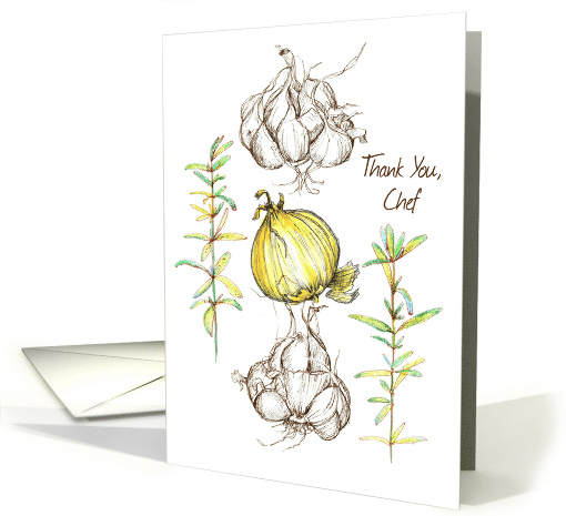 Thank You Chef Garlic Onions Rosemary Herb card (1199206)