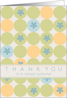 Thank You Valued Customer Blue Flower Dots card