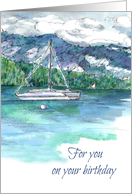 For You On Your Birthday Sailboat Winter Mountain Lake card