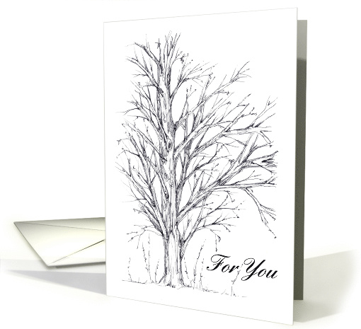 Happy Birthday Winter Tree Pen and Ink Drawing card (1204178)
