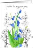 You’re In My Prayers Thinking of You Larkspur Bluebells card