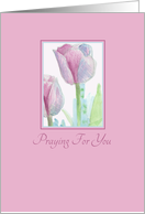 Praying For You Pink Tulip Watercolor Flowers card
