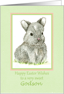 Happy Easter Godson Gray Bunny Rabbit Drawing card