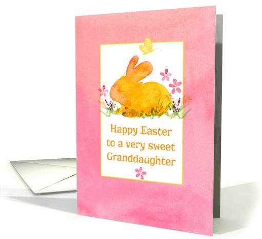 Happy Easter Granddaughter Bunny Rabbit Pink Wildflowers card