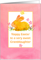 Happy Easter Granddaughter Bunny Rabbit Pink Wildflowers card