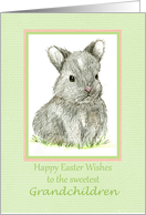 Happy Easter Grandchildren Gray Bunny Rabbit card