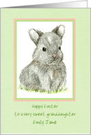 Happy Easter Granddaughter Rabbit Custom Name card