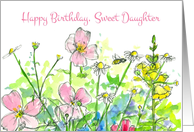 Happy Birthday Sweet Daughter Pink Wildflower Garden card