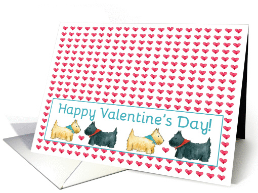 Happy Valentines Day Scottie Dogs Red Hearts card (1213418)