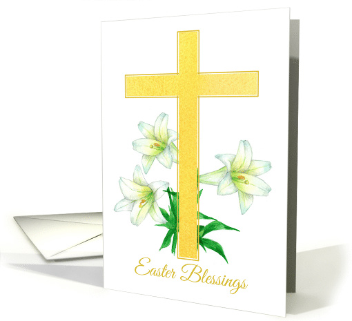 Easter Blessings Cross White Lily Flowers card (1219310)