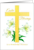 Happy Easter Minister Cross White Lily Religious card