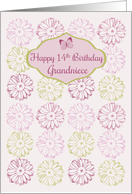 Happy 14th Birthday Grandniece Pink Daisy Flowers card
