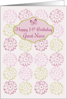 Happy 14th Birthday Great Niece Pink Daisy Flowers card